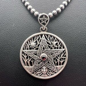 Sterling Silver Tree of Life Goddess Pentacle Pendant